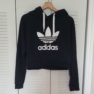 Adidas Black and White Cropped Hoodie
